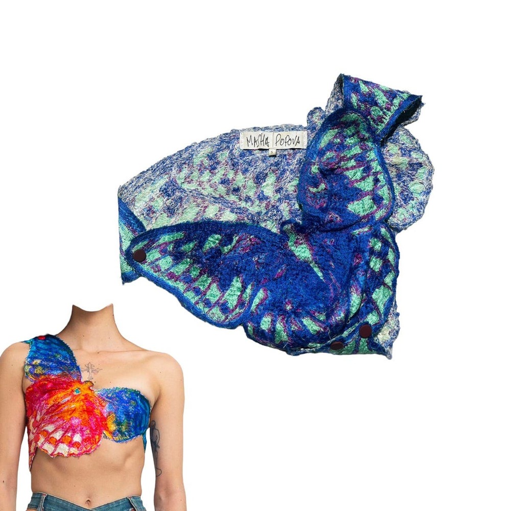 Blue Butterfly Felted Tank Top